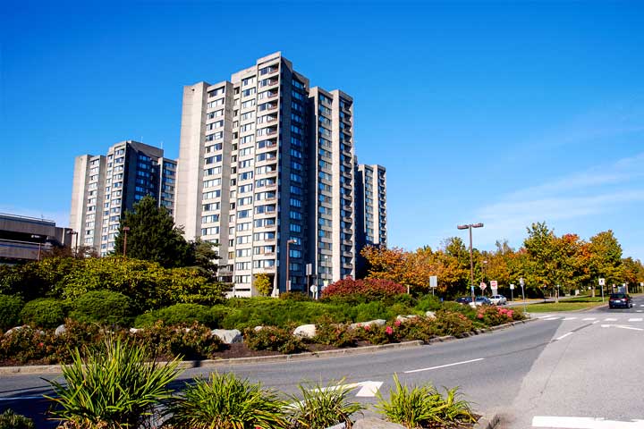 Exterior view of Walter Gage Towers, UBC.